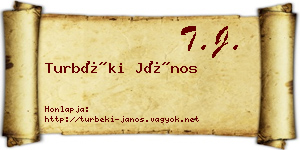Turbéki János névjegykártya